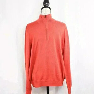 Men's Banana Republic Size M Cashmere/PIMA Cotton Rust high neck 1/4 Zip Pullove